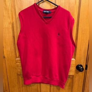 Polo Golf Ralph Lauren Men's Red V-Neck Sweatshirt Vest, Medium